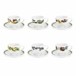 Portmeirion Botanic Garden Espresso Cup & Saucer Set Of 6