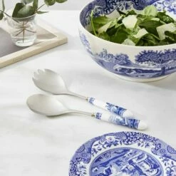 Spode Blue Italian Salad Servers -HARTS OF STUR Sales BLI1107X Spode Blue Italian Salad Servers Pair 4