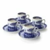 Spode Blue Italian Set Of 4 Coffee Cups & Saucer -HARTS OF STUR Sales BLI1200 Spode Blue Italian Coffee Cup and Saucer