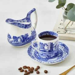 Spode Blue Italian Set Of 4 Coffee Cups & Saucer -HARTS OF STUR Sales BLI1200 Spode Blue Italian Coffee Cup and Saucer 5