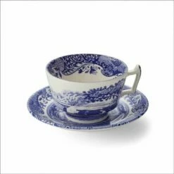 Spode Blue Italian Set Of 4 Breakfast Cups & Saucers -HARTS OF STUR Sales BLI1260 Spode Blue Italian Breakfast Cup and Saucer 1