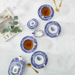 Spode Blue Italian Set Of 4 Breakfast Cups & Saucers -HARTS OF STUR Sales BLI1260 Spode Blue Italian Breakfast Cup and Saucer 5