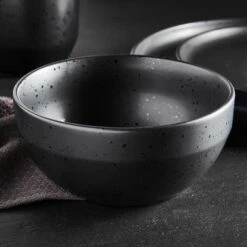 Barbary & Oak Luna 16 Piece Dinnerware Set Black -HARTS OF STUR Sales BO867005BLK Barbary Oak Luna 16 Piece Dinnerware Set Black 2