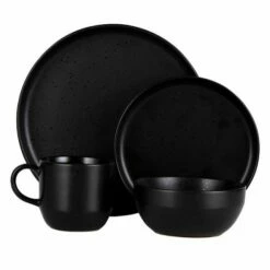 Barbary & Oak Luna 16 Piece Dinnerware Set Black