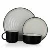 Barbary & Oak Cascade 16 Piece Dinnerware Set Black -HARTS OF STUR Sales BO867006BLK Barbary And Oak Cascade 16pc Dinnerware Set Black