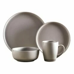 Barbary & Oak Avena 16 Piece Dinnerware Set Grey