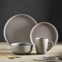Barbary & Oak Avena 16 Piece Dinnerware Set Grey -HARTS OF STUR Sales BO867007GRY Barbary And Oak Avena 16 Piece Dinnerware Set Grey 5