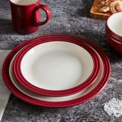 Barbary & Oak Foundry 16 Piece Dinnerware Red -HARTS OF STUR Sales BO867011RED Barbary And Oak Foundry 16 Piece Dinnerware Red 2