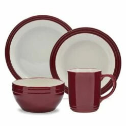 Barbary & Oak Foundry 16 Piece Dinnerware Red