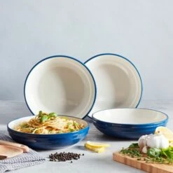 Barbary & Oak Foundry Pasta Bowls, Set Of 4 Blue -HARTS OF STUR Sales BO867012BLU Barbary And Oak Foundry Pasta Bowls Set of 4 Blue 5