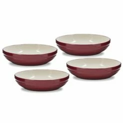 Barbary & Oak Foundry Pasta Bowls, Set Of 4 Red