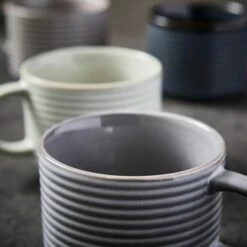 Barbary & Oak Totem Stacking Mugs, Set Of 4 - Reactive Glaze -HARTS OF STUR Sales BO874012 Barbary Oak Totem Stacking Mugs Set 2