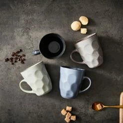 Barbary & Oak Fossil Embossed Mug, Set Of 4 - Coloured Gift Box -HARTS OF STUR Sales BO874016 Barbary Oak Fossil Embossed Mug Set 5