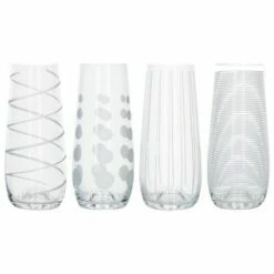 Mikasa Cheers Set Of 4 Stemless Flute Glasses