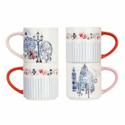 Cath Kidston London Set Of 4 Stacking Mugs -HARTS OF STUR Sales CKLNSTACKMUG4 Cath Kidston London 4 Pack Stacking Mugs 2