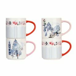 Cath Kidston London Set Of 4 Stacking Mugs