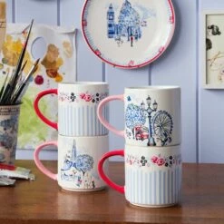 Cath Kidston London Set Of 4 Stacking Mugs -HARTS OF STUR Sales CKLNSTACKMUG4 Cath Kidston London 4 Pack Stacking Mugs 4