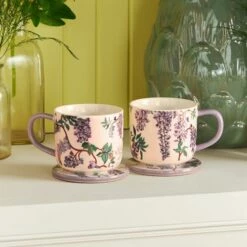 Cath Kidston Wisteria Ceramic Mug & Coaster Set -HARTS OF STUR Sales CKWSMUGCST Cath Kidston Wisteria Ceramic Mug And Coaster Set 3