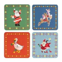 Cath Kidston Christmas Cork Back Placemat & Coaster Set -HARTS OF STUR Sales CKXCLPMATCST4 Cath Kidston Christmas Cork Back 4 Pack Placemat And Coaster Set 3