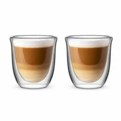 Bialetti Firenze Double Walled Flat White Glasses 200ml Set Of 2