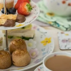 English Tableware Company Pressed Flowers 2 Tier Cake Stand -HARTS OF STUR Sales DD4816A01 English Tableware Company Pressed Flowers 2 Tier Cake Stand 2