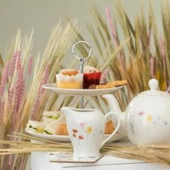 English Tableware Company Pressed Flowers 2 Tier Cake Stand -HARTS OF STUR Sales DD4816A01 English Tableware Company Pressed Flowers 2 Tier Cake Stand 3