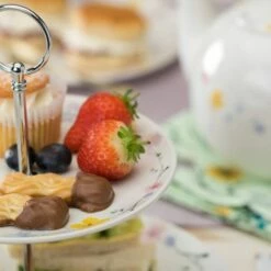 English Tableware Company Pressed Flowers 2 Tier Cake Stand -HARTS OF STUR Sales DD4816A01 English Tableware Company Pressed Flowers 2 Tier Cake Stand 4