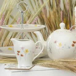 English Tableware Company Pressed Flowers 2 Tier Cake Stand -HARTS OF STUR Sales DD4816A01 English Tableware Company Pressed Flowers 2 Tier Cake Stand 5