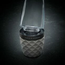 Cole & Mason Precision+ Stemless City Concrete Clear Salt Mill With Gunmetal Band -HARTS OF STUR Sales H321805 Cole And Mason Stemless City Concrete Clear Gun Metal Salt Mill 2