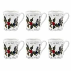 Portmeirion The Holly & The Ivy Set Of 6 Breakfast Mugs