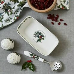 Portmeirion The Holly & The Ivy Cranberry Dish & Slotted Spoon -HARTS OF STUR Sales HV78566XP The Holly And The Ivy by Portmeirion Cranberry Dish And Slotted Spoon 3