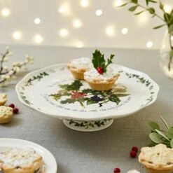 Portmeirion The Holly & The Ivy Footed Cake Plate 8 Portmeirion The Holly & The Ivy Footed Cake Plate -HARTS OF STUR Sales HV83150X The Holly And The Ivy by Portmeirion Pierced Footed Cake Plate 1
