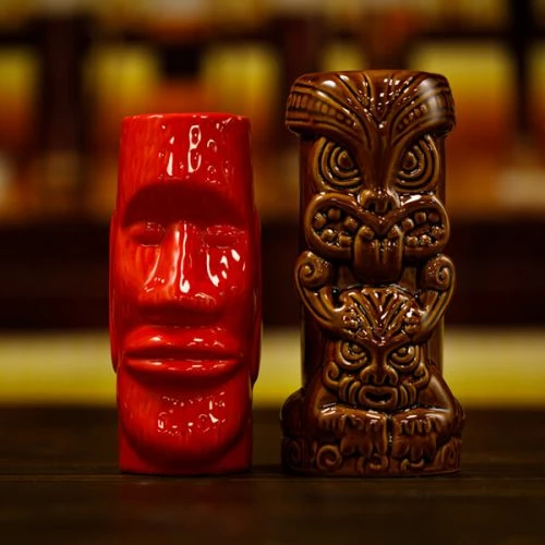 Bar Bespoke Tiki Mugs 2 Pack Brown And Red 3 Bar Bespoke Tiki Mugs 2 Pack Brown And Red