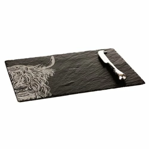 The Just Slate Company Highland Cow Slate Cheese Board & Knife Gift Set 4 The Just Slate Company Highland Cow Slate Cheese Board & Knife Gift Set - Image 2