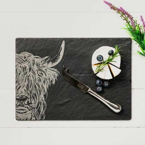 The Just Slate Company Highland Cow Slate Cheese Board & Knife Gift Set 5 The Just Slate Company Highland Cow Slate Cheese Board & Knife Gift Set - Image 3