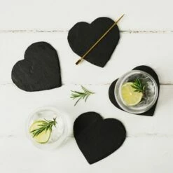 The Just Slate Company Set Of 4 Heart Slate Coasters -HARTS OF STUR Sales JSCH4B Just Slate Company Heart Slate Coasters 3