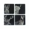 The Just Slate Company Set Of 4 Country Animals Slate Coasters -HARTS OF STUR Sales JSCS4CA Just Slate Company Country Animals Slate Coasters
