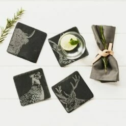 The Just Slate Company Set Of 4 Country Animals Slate Coasters -HARTS OF STUR Sales JSCS4CA Just Slate Company Country Animals Slate Coasters 2