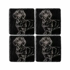 The Just Slate Company Set Of 4 Dachshund Slate Coasters