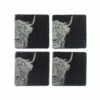 The Just Slate Company Set Of 4 Highland Cow Slate Coasters -HARTS OF STUR Sales JSCS4HC Just Slate Company Highland Cow Slate Coasters