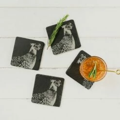 The Just Slate Company Set Of 4 Pheasant Slate Coasters -HARTS OF STUR Sales JSCS4PH Just Slate Company Pheasant Slate Coasters 2