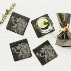 The Just Slate Company Set Of 4 Spaniel Slate Coasters -HARTS OF STUR Sales JSCS4SP Just Slate Company Spaniel Slate Coasters 2