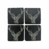 The Just Slate Company Set Of 4 Stag Prince Slate Coasters -HARTS OF STUR Sales JSCS4STP Just Slate Company Stag Prince Slate Coasters