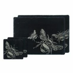 The Just Slate Company Bee Slate Coaster & Placemat Set