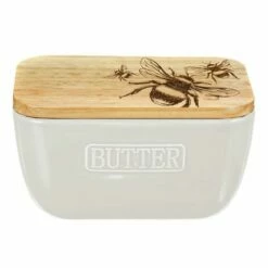 The Just Slate Company Bee White Butter Dish