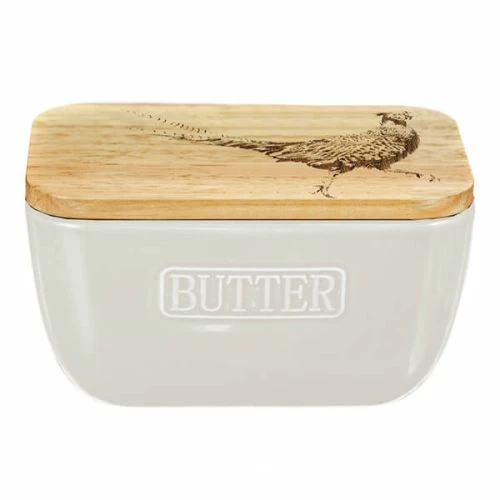 The Just Slate Company Pheasant White Butter Dish 3 The Just Slate Company Pheasant White Butter Dish