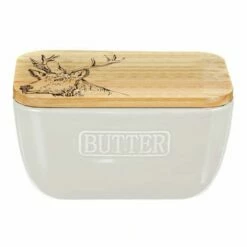 The Just Slate Company Stag White Butter Dish
