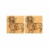 The Just Slate Company Set Of 2 Dachshund Oak Coasters -HARTS OF STUR Sales JSSOC2DH Just Slate Company Dachshund Oak Coasters
