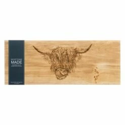 The Just Slate Company Highland Cow Large Oak Serving Board -HARTS OF STUR Sales JSSOLSBHC Just Slate Company Highland Cow Large Oak Serving Board 1