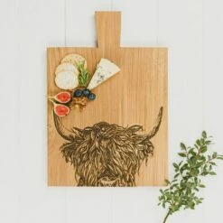 The Just Slate Company Highland Cow Medium Oak Serving Paddle 7 The Just Slate Company Highland Cow Medium Oak Serving Paddle -HARTS OF STUR Sales JSSOOPMHC Just Slate Company Highland Cow Medium Oak Serving Paddle 2